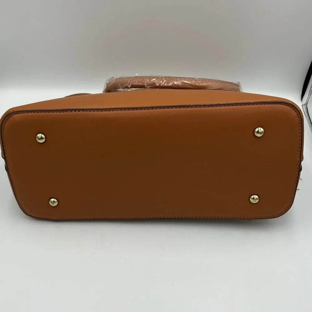 Ellen Tracy Nova Dome Satchel Womens OS Cognac NWT ETH1087 Faux Leather Bag
